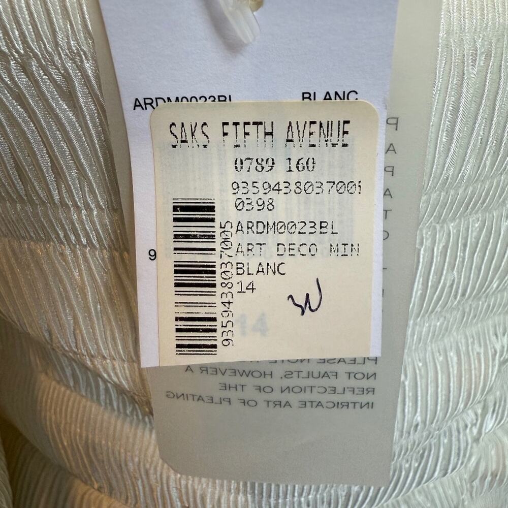 L'IDÉE Women's Art Deco Puff Sleeve Minidress Blanc 14 NWT - Picture 8 of 10